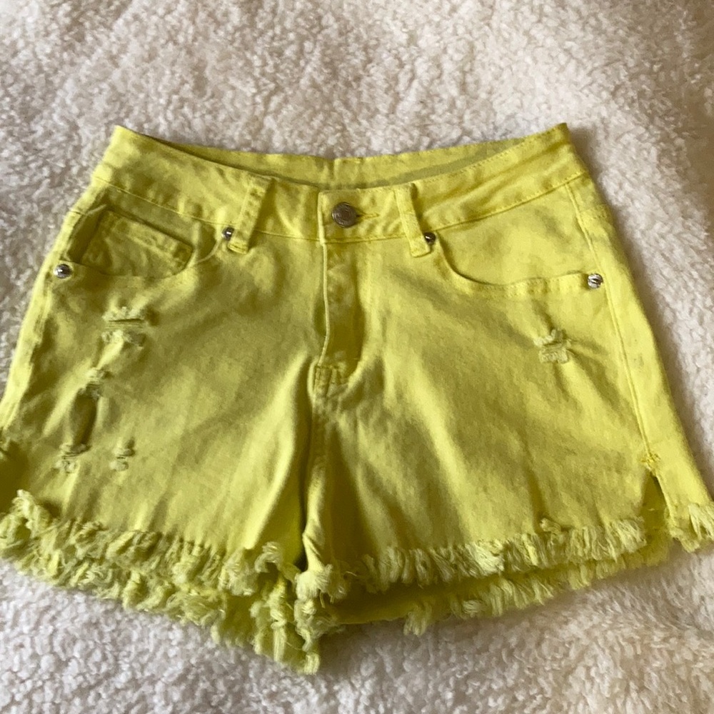 Neon Yellow Jean Shorts